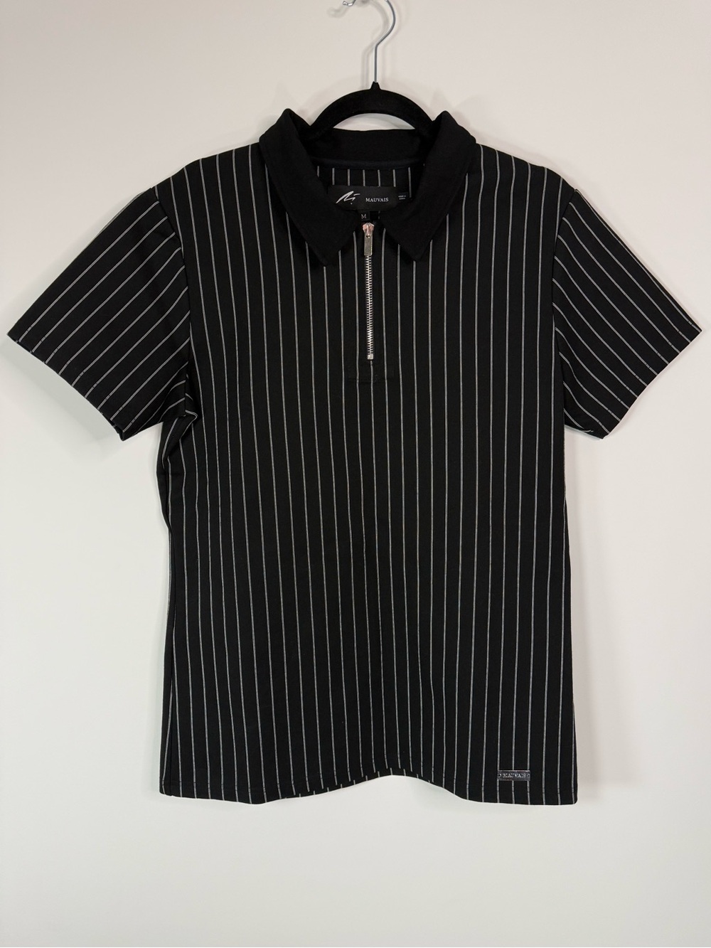 NWT Mauvais Men's Black Pinstripe polo shirt - Medium